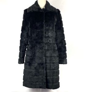 Wilsons Leather Long Black Real Fur Coat Size Large